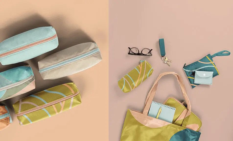 Digitally printed full-colour imprints on Vegan leather. Lychee and Crosshatch textures are available.