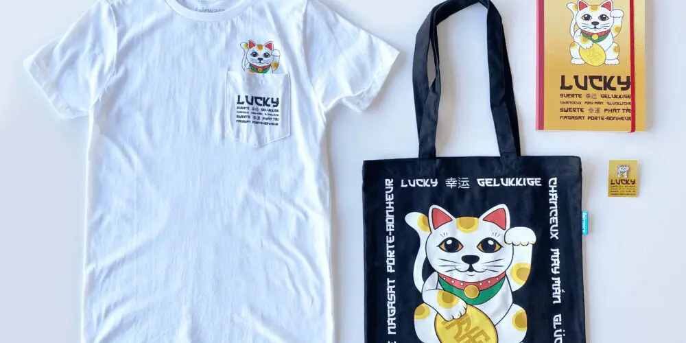 Lucky branded merchandise collection.
