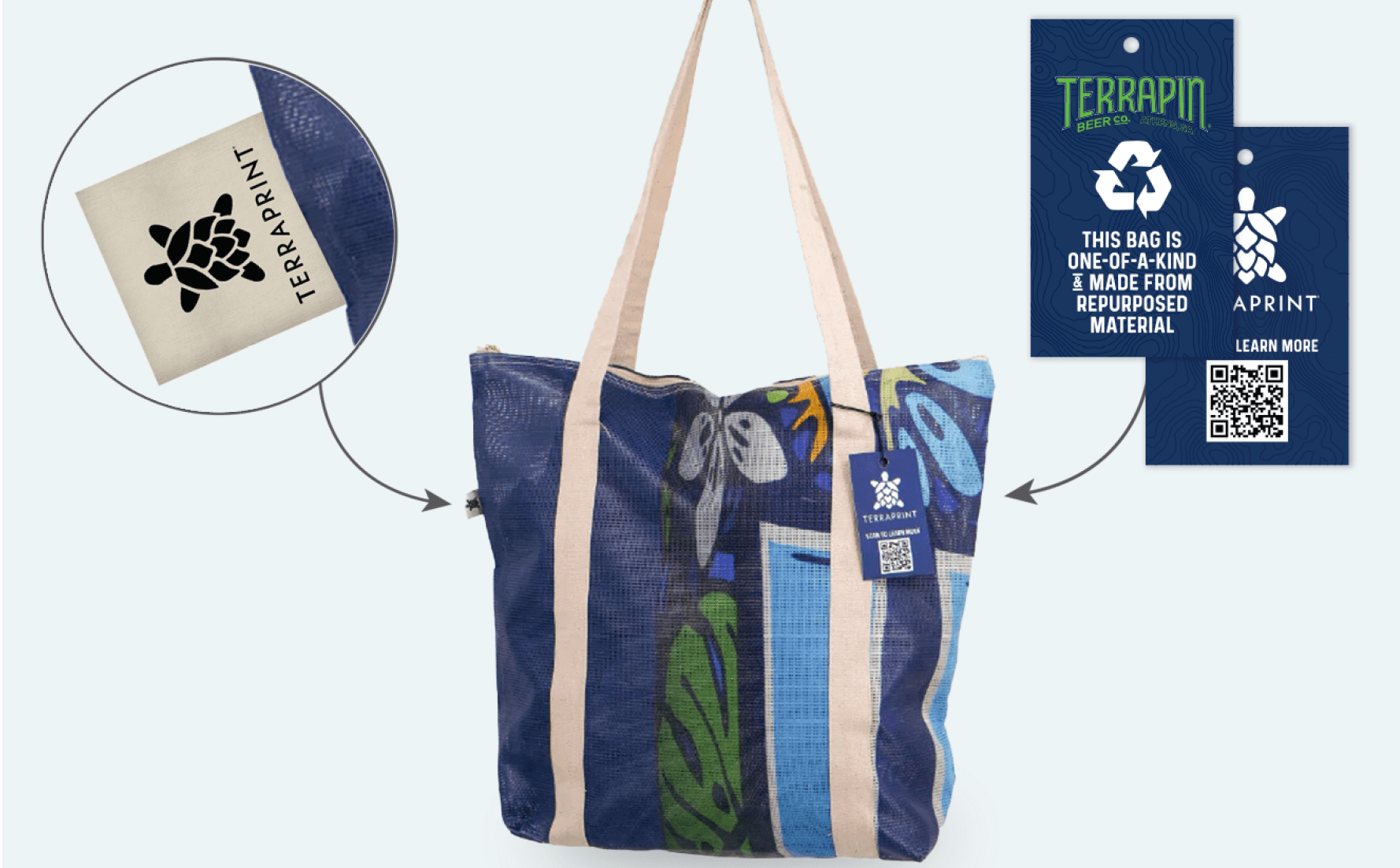 recycled banner tote bag