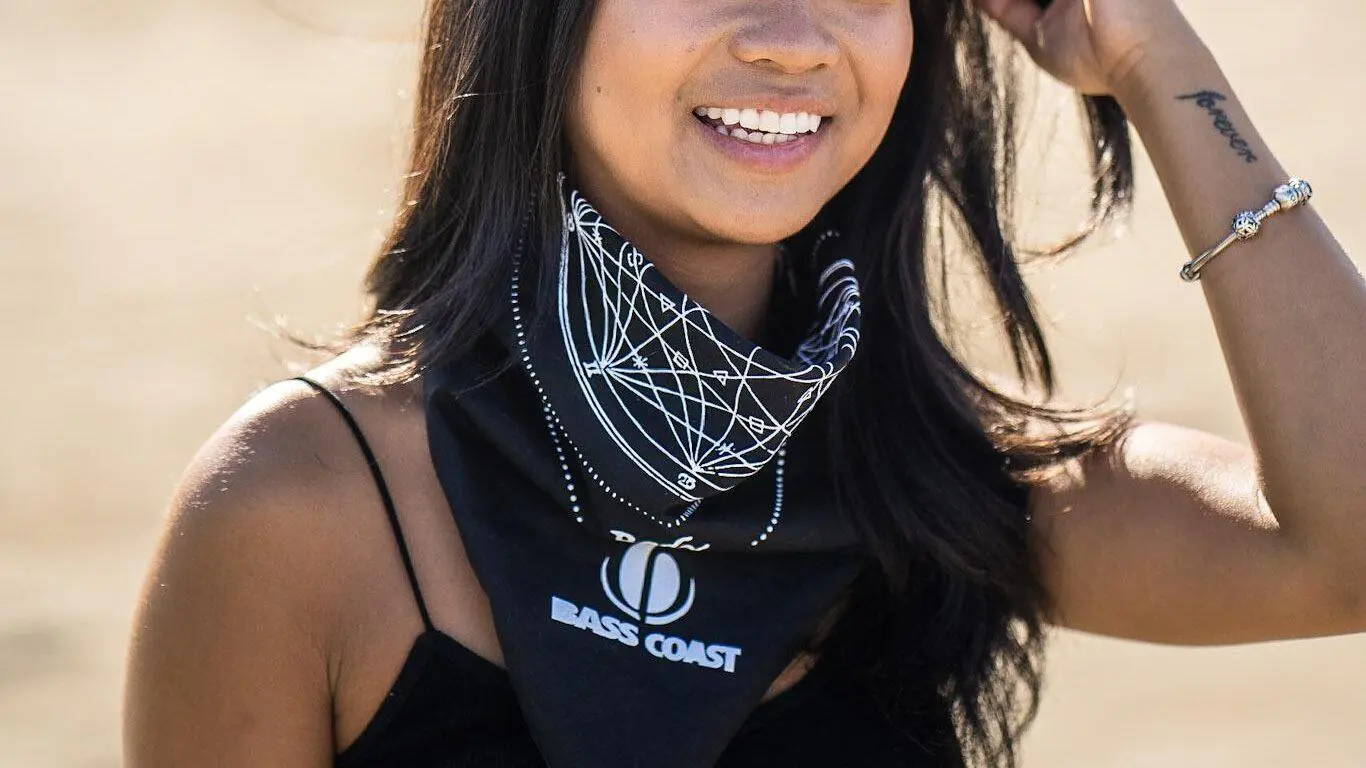 custom bandana being worn