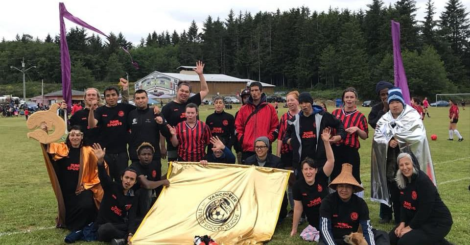 Soccer team at the June Sports Tournament in Alert Bay