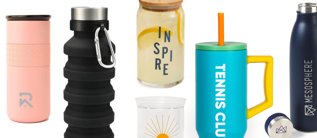 branded drinkware in a variety of styles