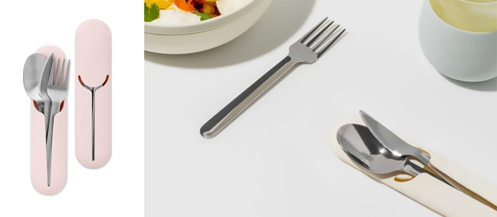 silicone case and spoon knife and fork