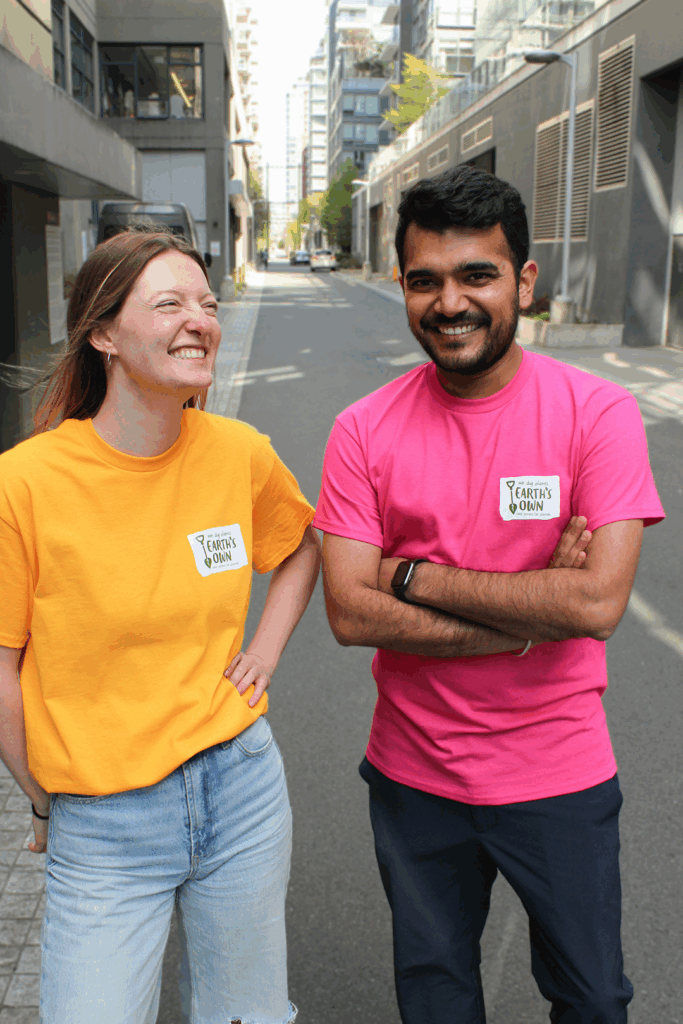 team members modeling eath's own tshirts